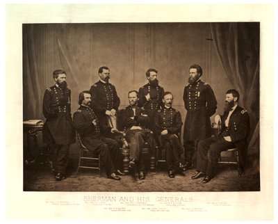 Sherman y sus generales [Blair añadido de otro negativo antes de imprimir], 1865 de George N. Barnard