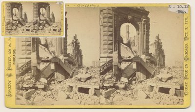 Estereografía del Bryan Block en la esquina noroeste de Monroe y LaSalle Streets después del incendio de Chicago de 1871, 1871 de George N. Barnard