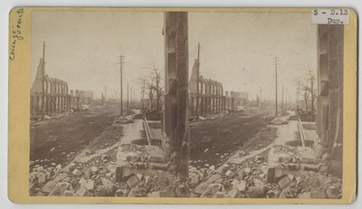 Vista estereográfica de Clark Street después del incendio de Chicago de 1871 de George N. Barnard