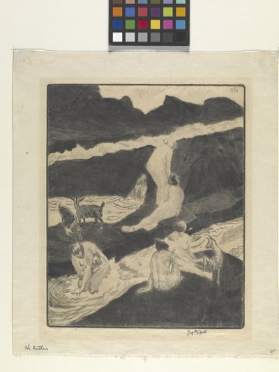 Los bañistas (punta seca) de George Overbury