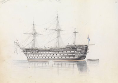 HMS "Trafalgar" en Grand Harbour, Malta de George Pechell Mends
