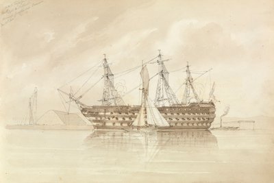 HMS "Trafalgar" frente a Sheerness, desde el "Shannon", 28 de diciembre de 1850 de George Pechell Mends