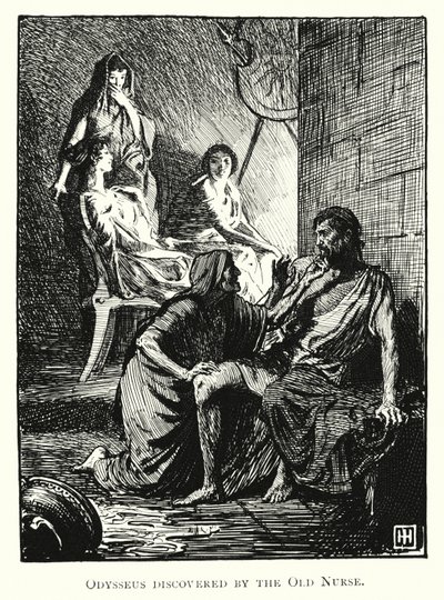 Odisea: Odiseo descubierto por la vieja nodriza (grabado) de George Percy Jacomb Hood
