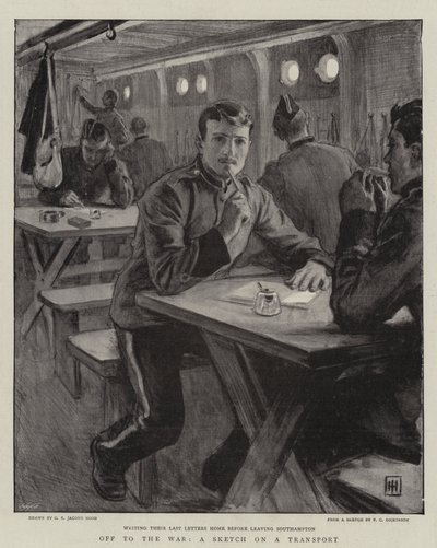 Rumbo a la guerra, un boceto en un transporte de George Percy Jacomb Hood