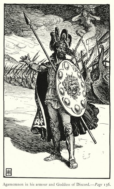 La Ilíada: Agamenón en su armadura y la Diosa de la Discordia de George Percy Jacomb Hood