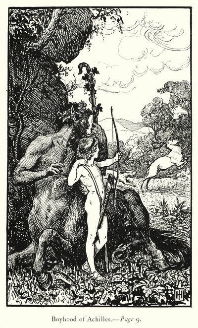La Ilíada: La infancia de Aquiles (grabado) de George Percy Jacomb Hood
