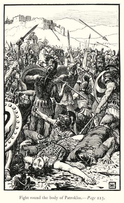 La Ilíada: Lucha alrededor del cuerpo de Patroclo de George Percy Jacomb Hood