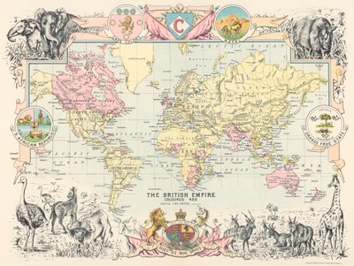 Mapa del imperio mundial británico, de Castle Line Atlas of South Africa de George Philip