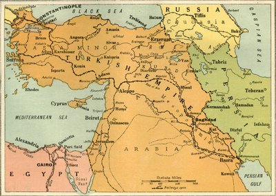 Mapa para ilustrar la expedición mesopotámica, 1919 de George Philip and Son Ltd