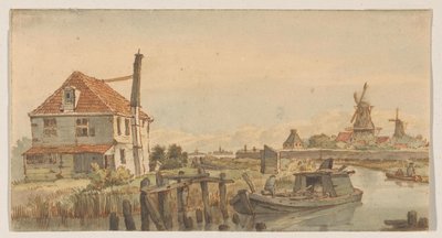 Velas con un barco, una casa y dos molinos de George Pieter Westenberg