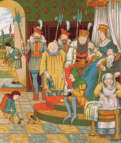 Rumpelstiltskin llega para reclamar al primogénito de la princesa como su recompensa, 1882 de George R. Halkett