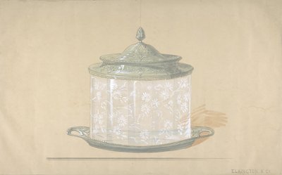 Diseño para una caja de vidrio con base y tapa de plata, 1820-65 de George Richards Elkington