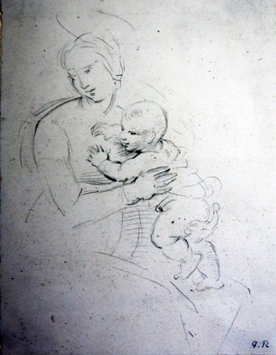 Una madre y su hijo - estudio para los Antiguos de George Richmond