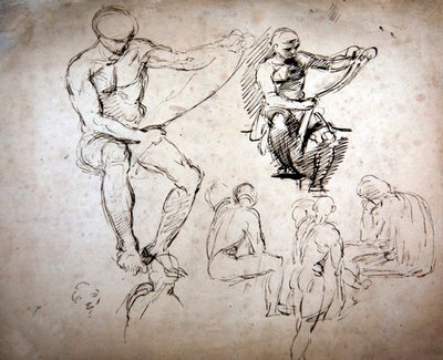 Hombres desnudos - estudios para los antiguos de George Richmond