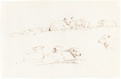 Estudios de ovejas en el pasto de George Richmond