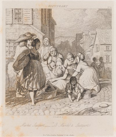 Mercado, Stuttgart, c.1821 de George Robert Lewis
