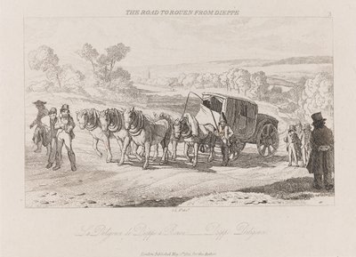 Camino a Rouen desde Dieppe, Diligencia, c.1821 de George Robert Lewis