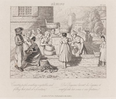 Lavando vegetales, Heming, c.1821 de George Robert Lewis