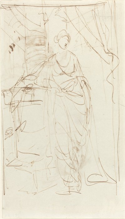 Una Dama Elegante en Vestido Clásico [recto] de George Romney
