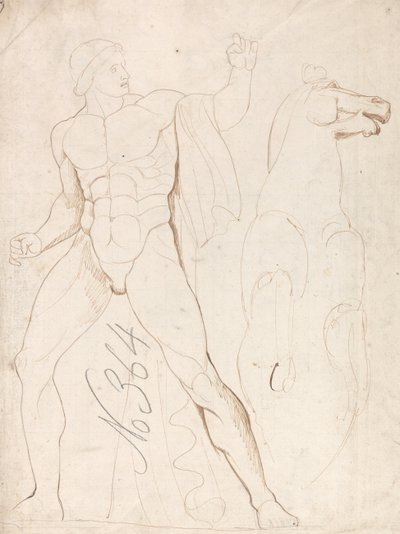 Desnudo masculino clásico con un caballo encabritado de George Romney