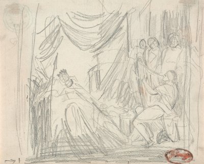 David tocando el arpa ante el rey Saúl de George Romney