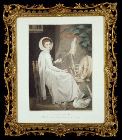 Die Spinnerin (grabado de Thomas Cheesman, según G. Romney, publicado por John y Josiah Boydell 1789) de George Romney