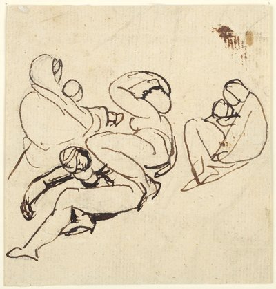 Estudios de figuras de mujeres y niños que sufren de George Romney