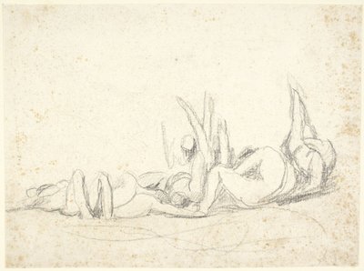 Grupo de figuras que sufren en el suelo (¿boceto para «Howard visita las cárceles») de George Romney