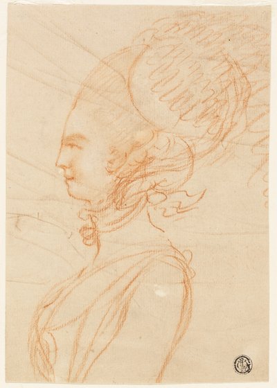 Retrato de perfil de medio cuerpo de una mujer mirando a la izquierda de George Romney