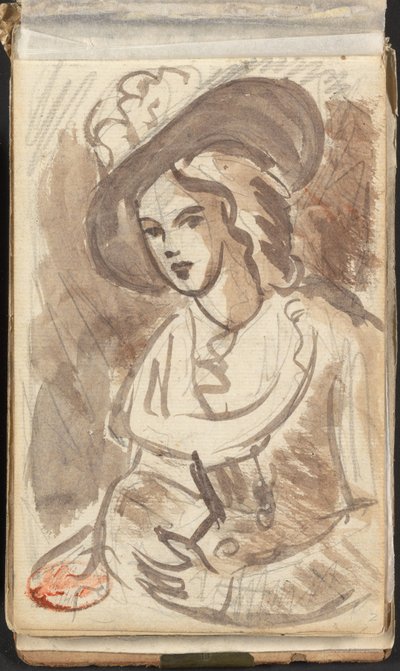 Retrato de medio cuerpo de una mujer con sombrero de George Romney