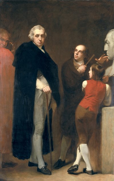 John Flaxman (1755-1826) modelando su busto de William Hayley (1745-1820), c.1791-92 de George Romney