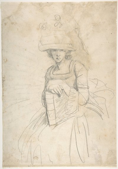 Dama con un libro (anverso); Esquema para colocar los colores en una paleta (reverso) de George Romney