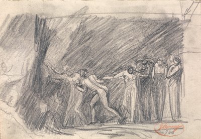 MacBeth en la cueva de las brujas: Segunda visita, o Canidia y los jóvenes, o La apertura del arca de George Romney