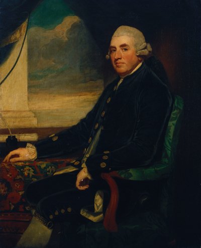 Retrato del primer conde de Farnham, sentado, tres cuartos de longitud, junto a una ventana abierta de George Romney