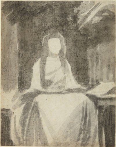 Estudio de retrato de Lady Hamilton como Santa Cecilia de George Romney