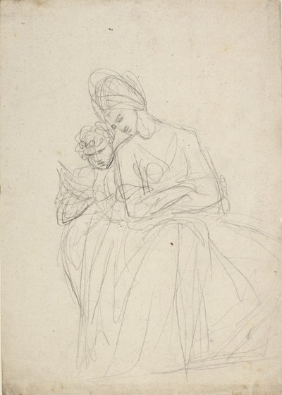 Estudio de retrato de una mujer sentada con un niño de George Romney
