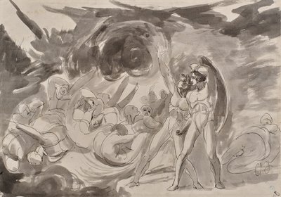Satanás observa a los ángeles caídos de George Romney