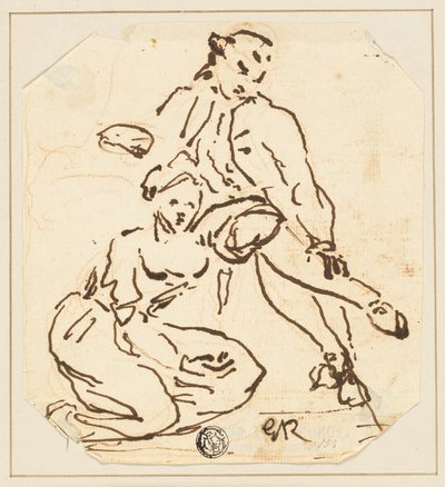 Hombre y mujer sentados de George Romney
