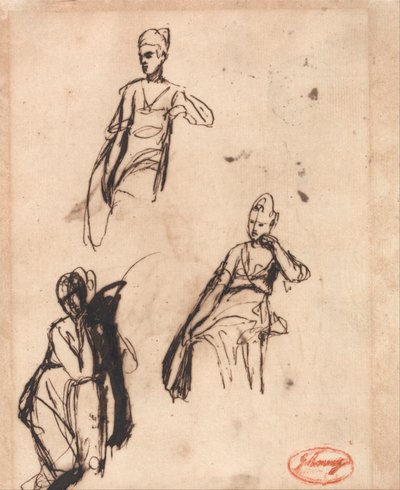 Mujer sentada: Tres posturas de George Romney