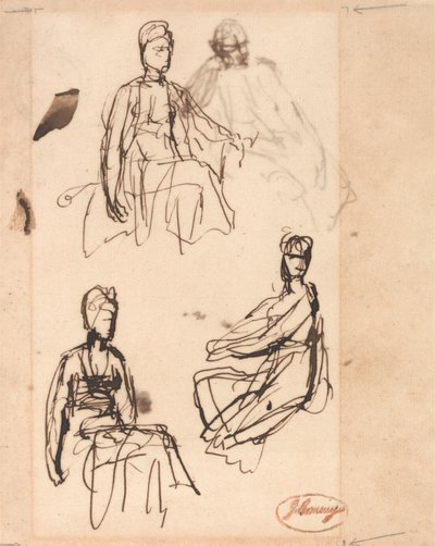Mujer sentada: tres estudios de George Romney