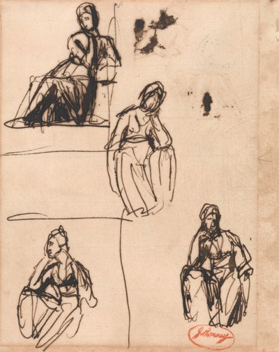 Mujer sentada y medio arrodillada de George Romney