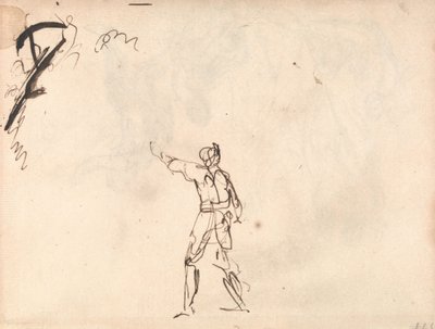 Figura de pie con un brazo levantado, posiblemente Macbeth de George Romney