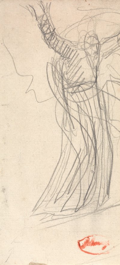 Figura de pie con los brazos en alto, probablemente Próspero de George Romney