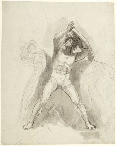 Desnudo masculino de pie con escudo de George Romney