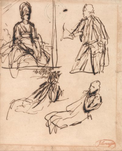 Estudios para retratos de hombre y mujer de George Romney