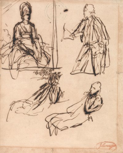 Estudios para los retratos de un hombre y de una mujer de George Romney