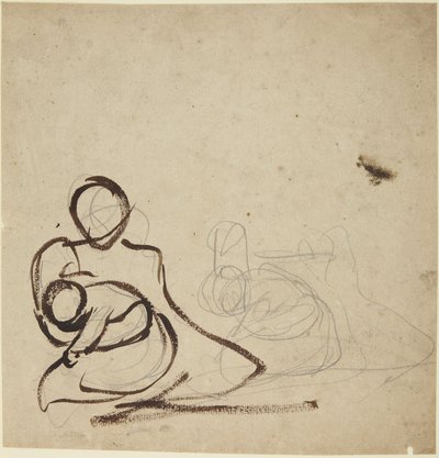 Estudios de una mujer sentada con un niño en brazos de George Romney