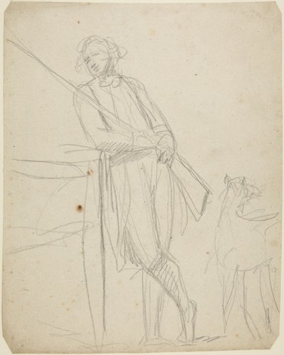Estudio para un retrato de cuerpo entero de un hombre que sostiene una pistola de George Romney