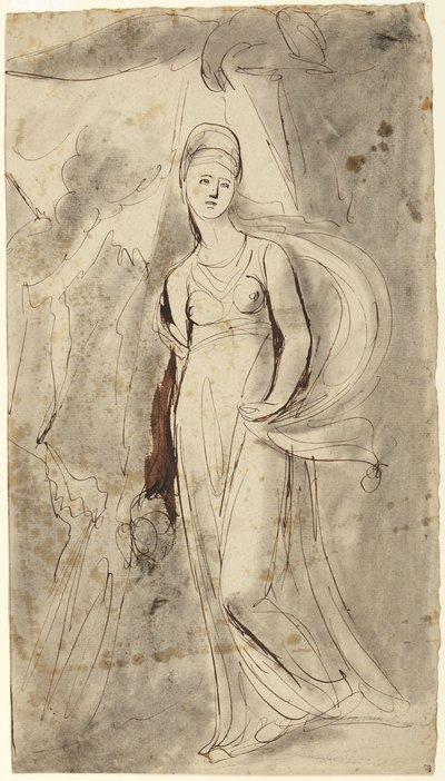 Estudio para el retrato de Elizabeth Warren, vizcondesa de Bulkeley, en el papel de Hebe de George Romney