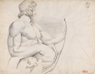 Estudio de la escultura de la deidad del río Tíber de George Romney